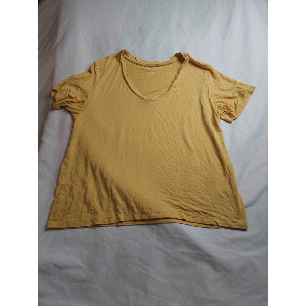 American Eagle T-Shirt Womens S Yellow Mustard Minimalist Beachy Summer Layering - Picture 2 of 5